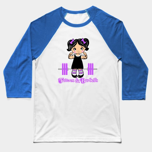 Tattooed girl, fitness girl, gym girl Baseball T-Shirt by TimAddisonArt